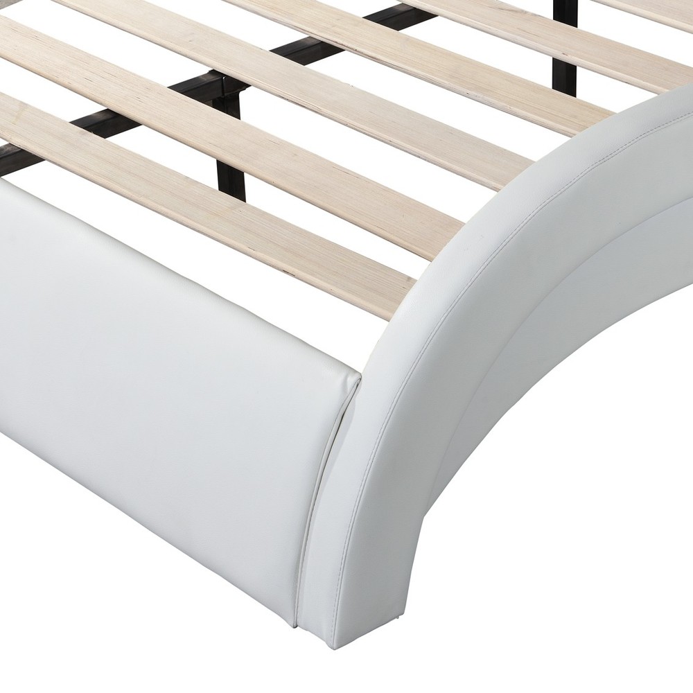 Queen Faux Leather Platform Bed Frame - LED Lighting