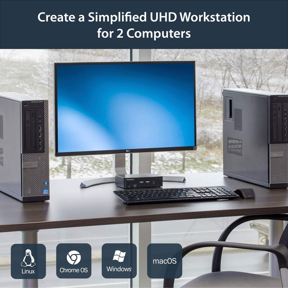 StarTech.com 2 Port DisplayPort KVM Switch - 4K 60Hz - Single Display - Dual ...