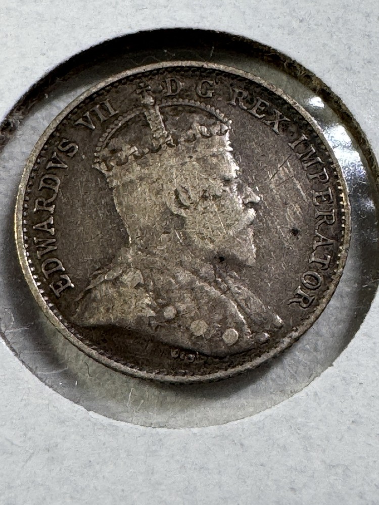 1902 Canada 5 Cents Silver Coin Cleaned