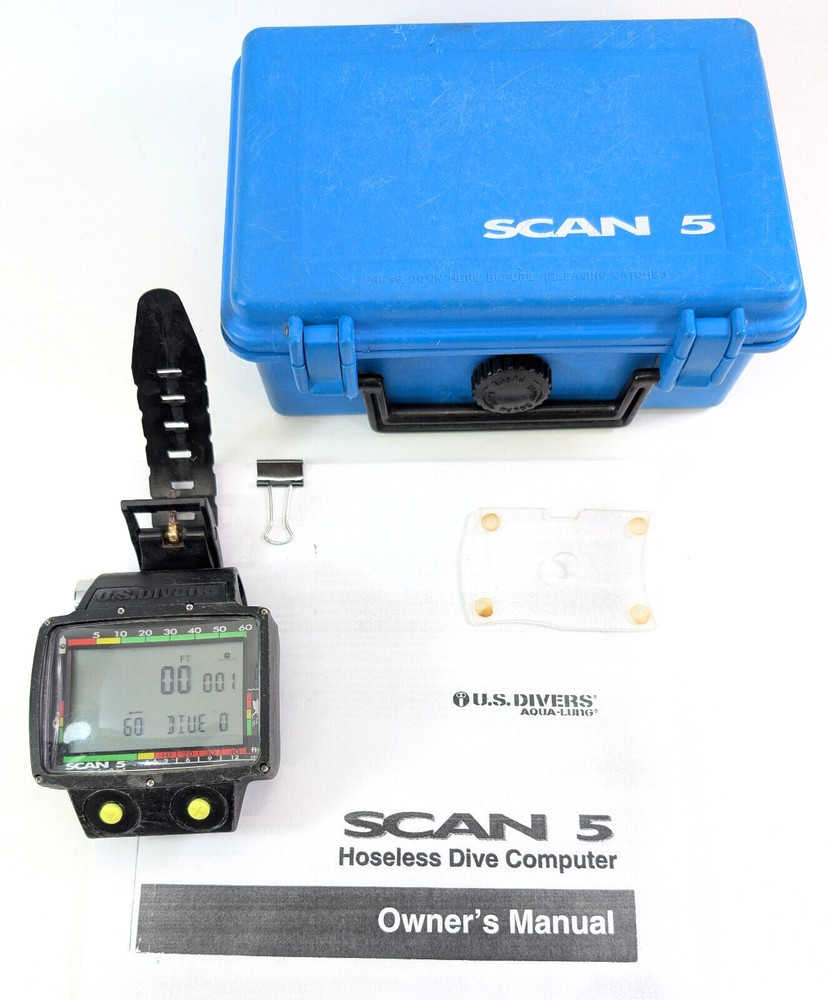 US Divers / Aqualung Scan 5 Wireless Wrist Scuba Dive Diving Computer with Case