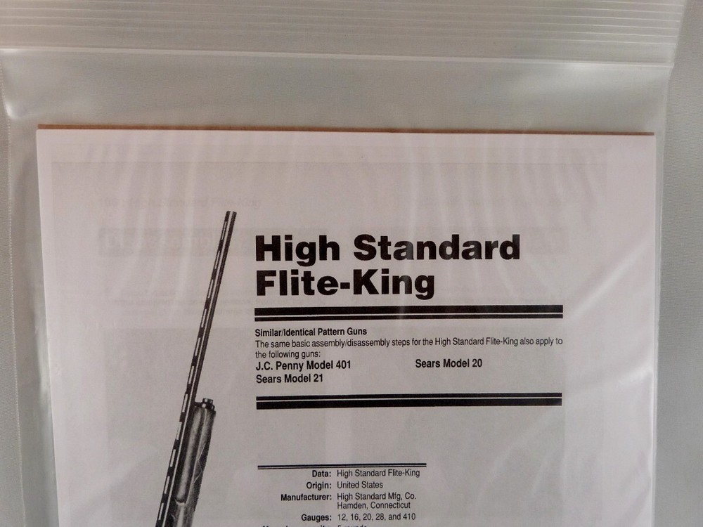 HIGH STANDARD FLITE-KING (SEARS MODEL 20&2, JCP 401) BREAK DOWN INSTRUCTION KIT