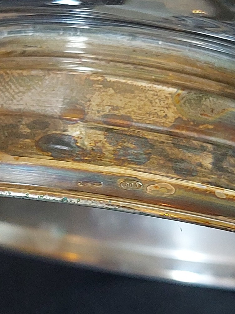 Vintage Bowl Crystal Base Holder Silver 800