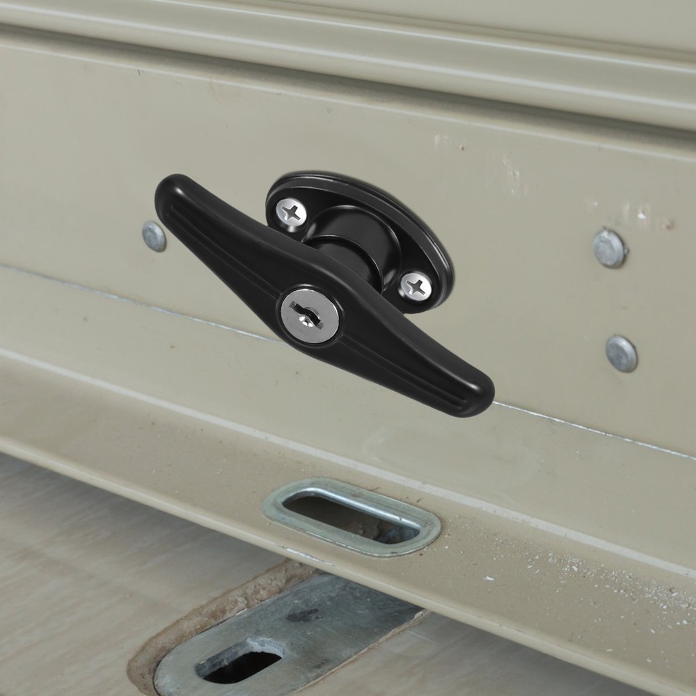 Door Handle With Lock T-shaped Lockable Garage Replacement Black