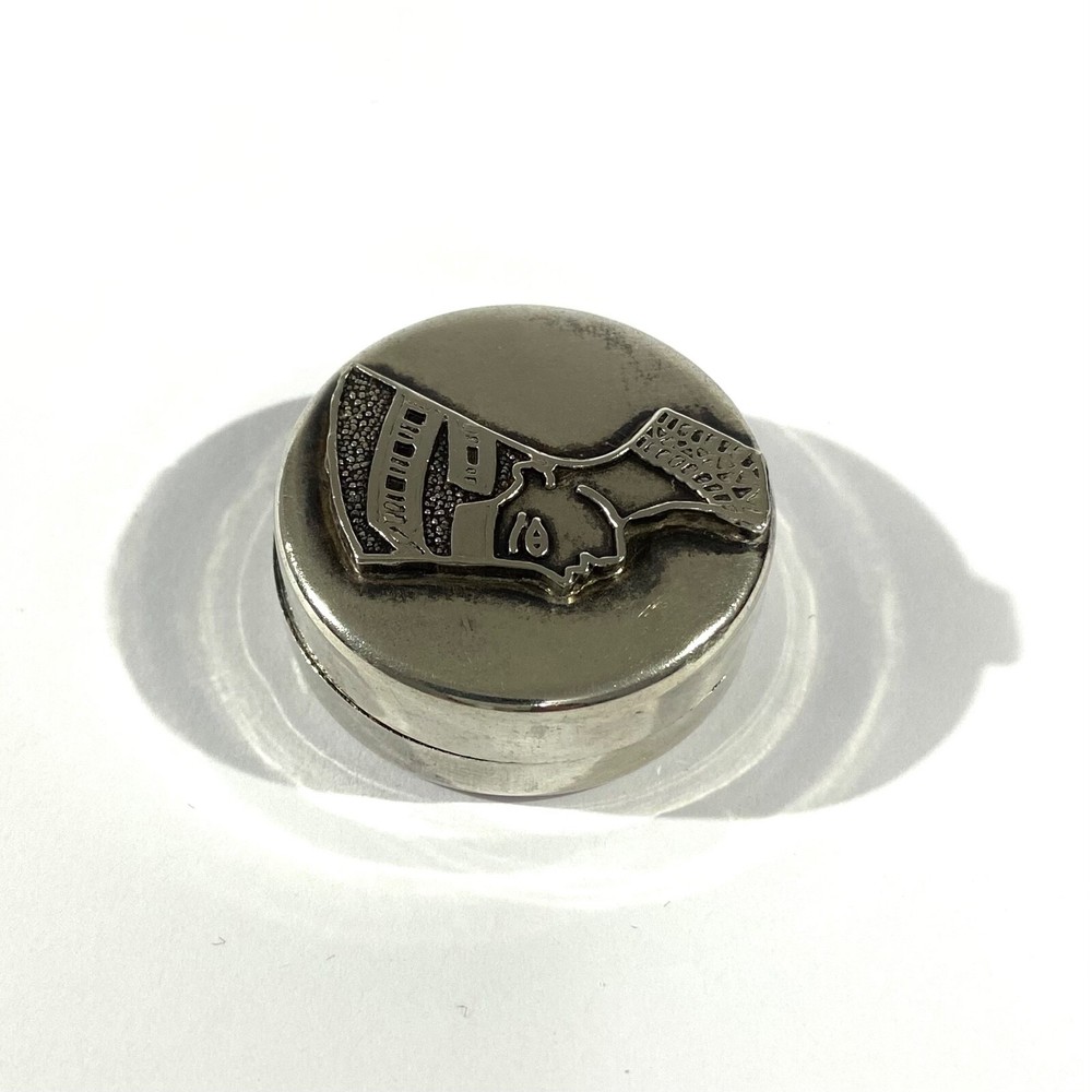 Vintage Solid Silver Egyptian Pill Box, Queen Nefertari, Snuff Box, Hallmarked
