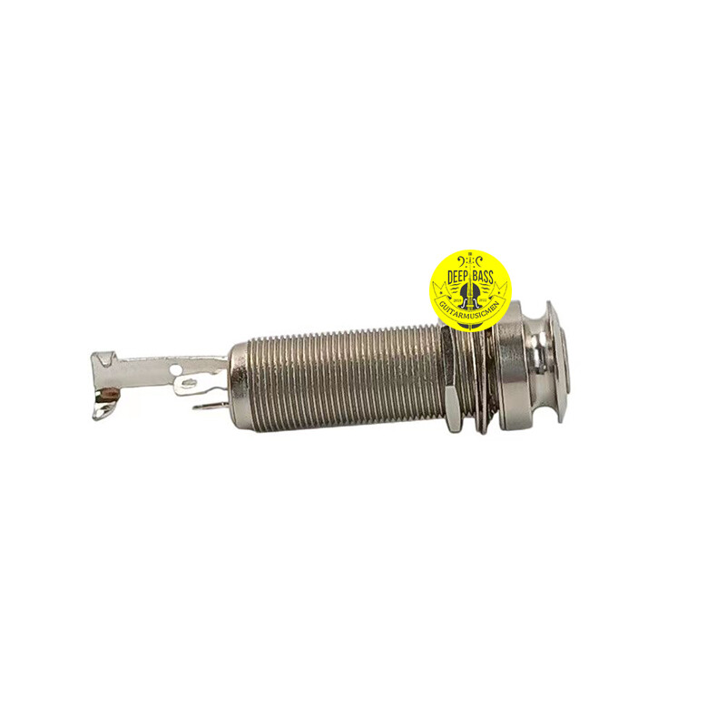 2PCS Threaded Cylinder Guitar Endpin Jack Plug Socket Strap 6.35mm Output Silver
