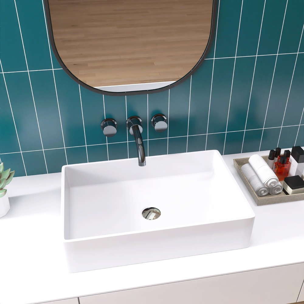 MEDUNJESS 22" Rectangular Soild Surface Vessel Bathroom Sink