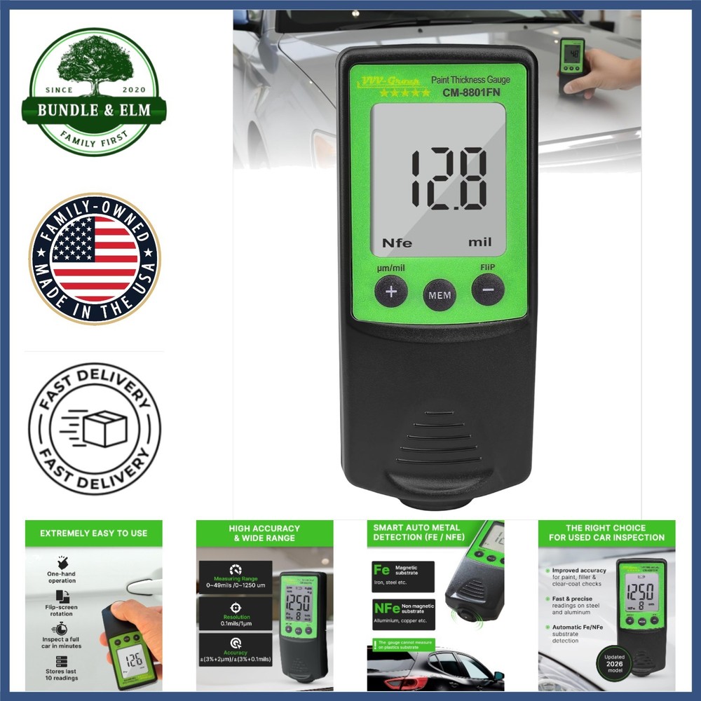 Coating Thickness Meter for Auto Inspection with Fe/NFe Detection & Calibration