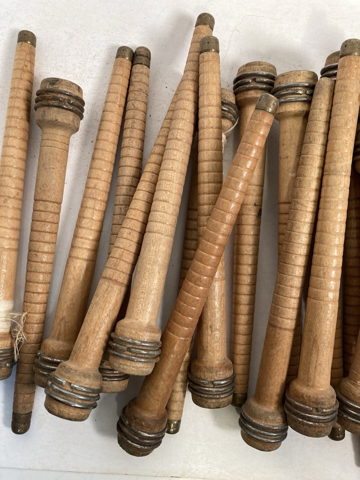 Wood Bobbins Spools Wooden Industrial Style Spindles 8.75" Wooden Quills Lot-30: