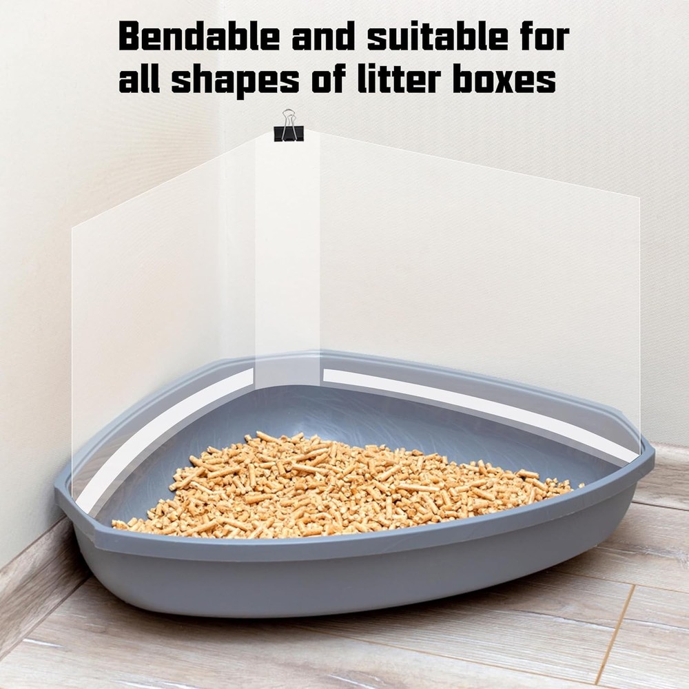 3 Pack Cat Litter Box Pee Shields,Easy Clean Large, Transparent
