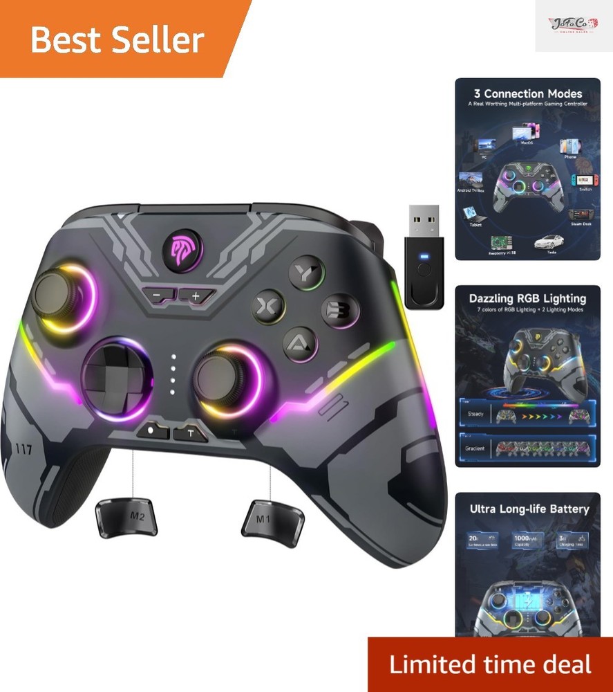 X15 Wireless Gamepad for PC, Switch & Android - RGB, Ergonomic & Customizable