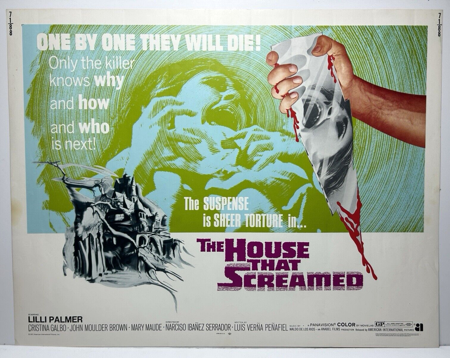 1971 Horror Movie Poster * THE HOUSE THAT SCREAMED * Thriller HALF SHEET 22 x 28