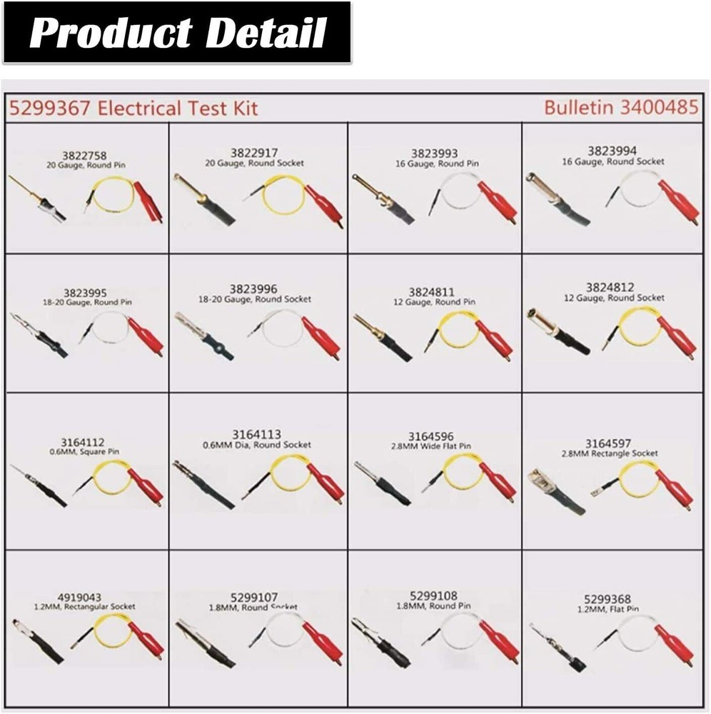 5299367 Electrical Test Lead Kit Electrical Terminal Kit for Cummins 16Pcs