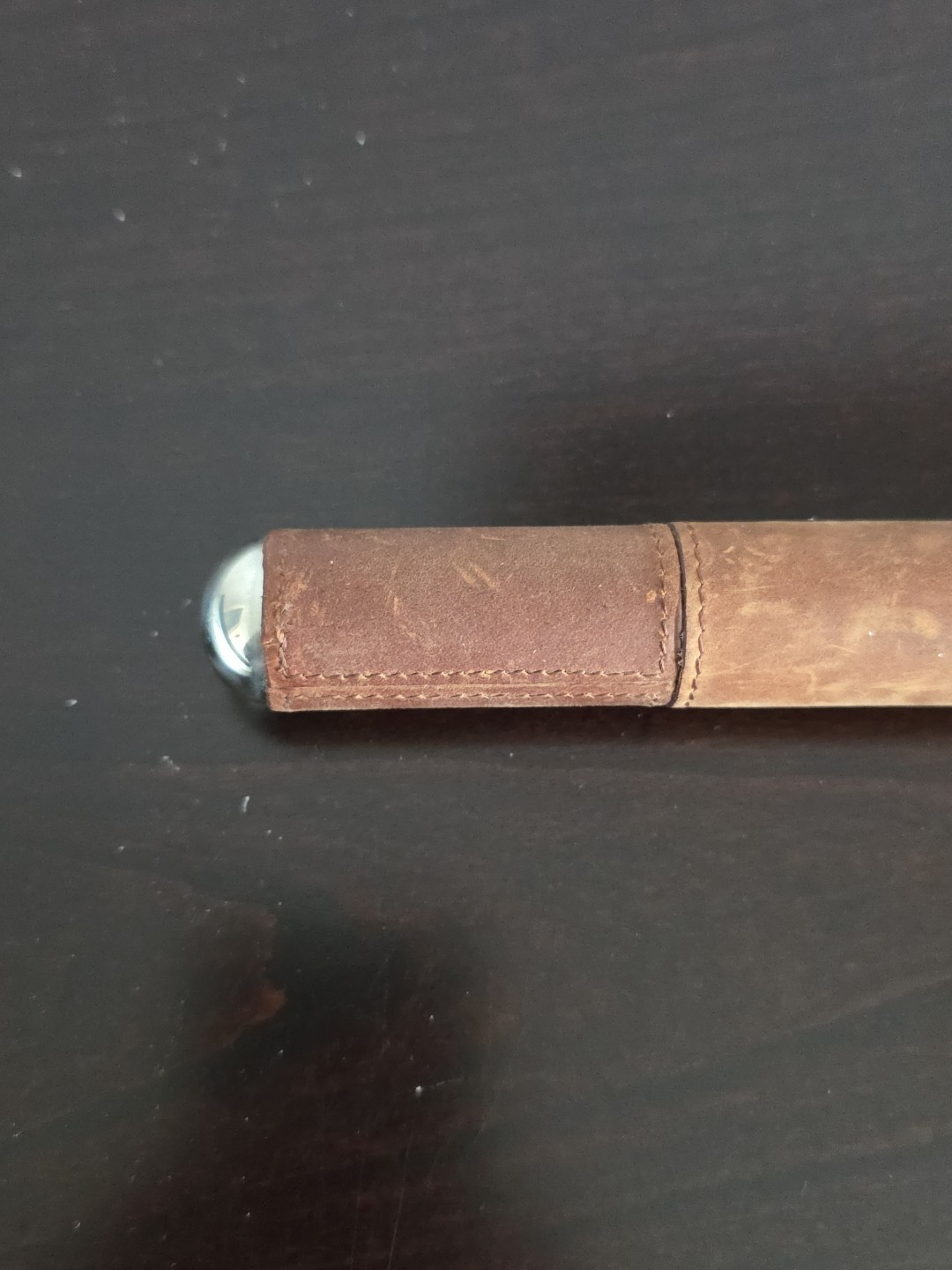 Rare Tommy Bahama Brown Leather Cigar Tube Case Stainless Steel Interior