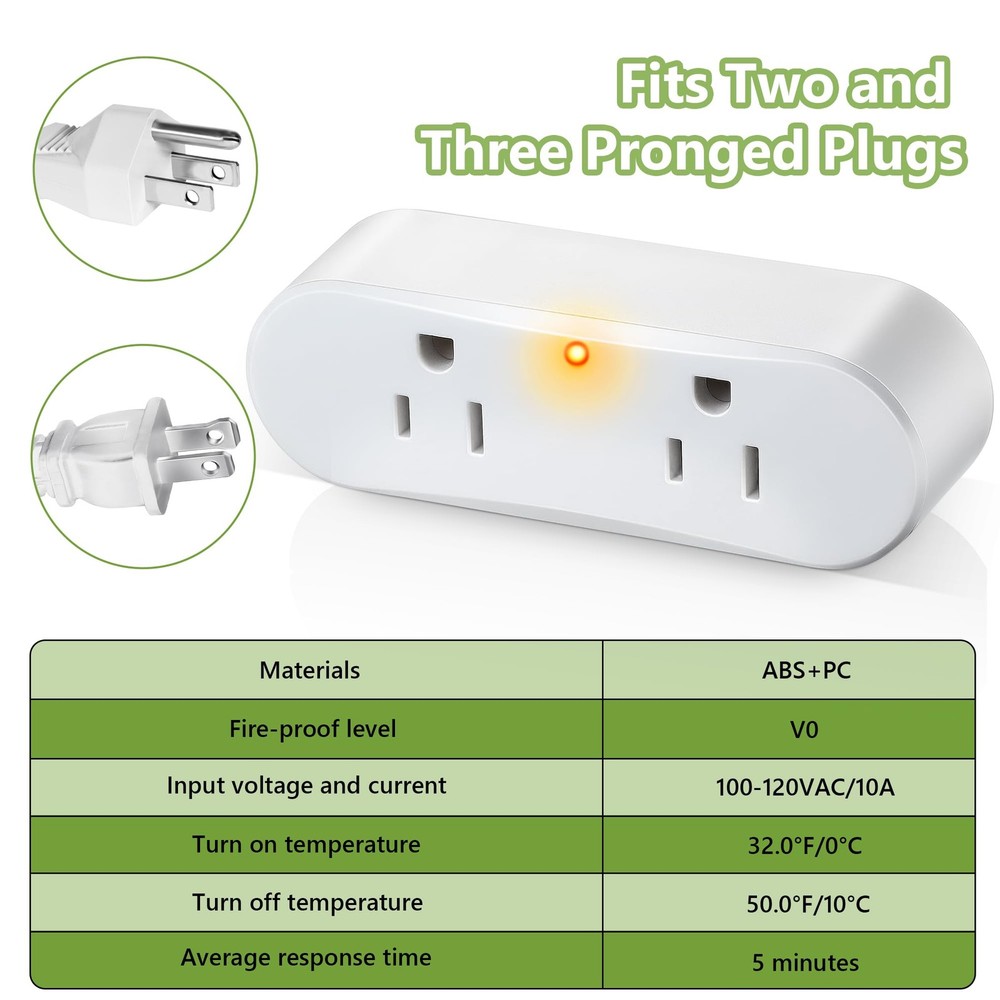Feekoon 1 Pc Thermostatically Controlled Outlet, Plug-in Thermal Cube, White