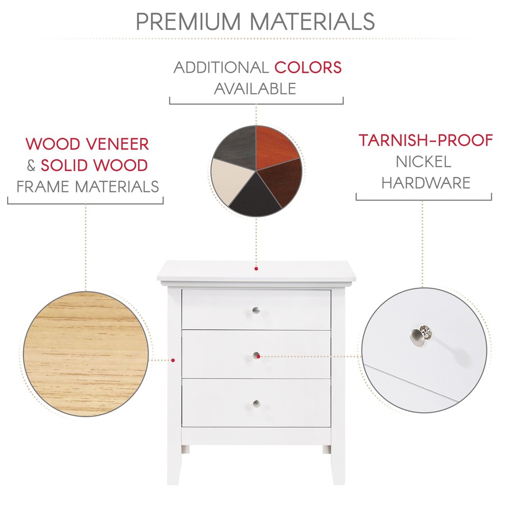 Modern Nightstand Bedroom Bedside Storage Cabinet End Side Table with Drawers
