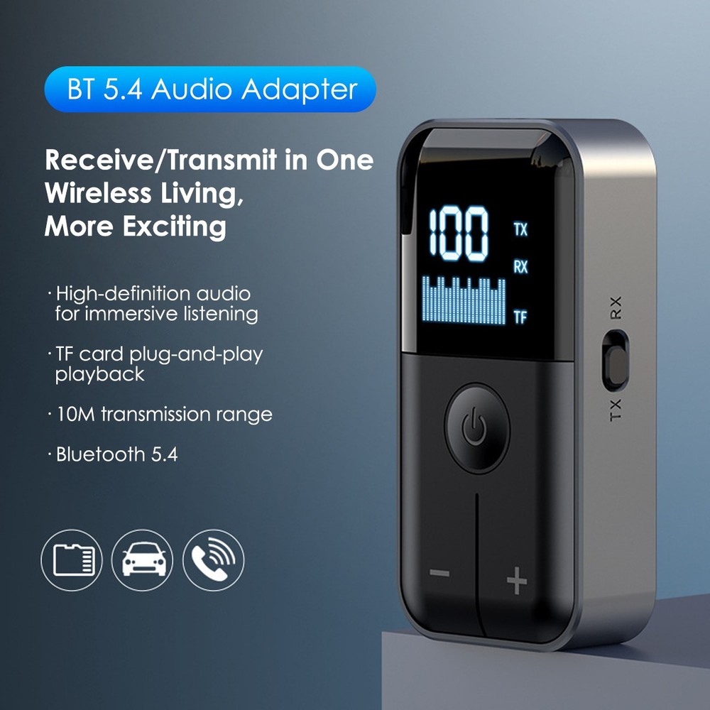 Bluetooth 5.4 Audio Adapter 3-in-1 Receiver/Transmitter TF Card & 20H Battery A+