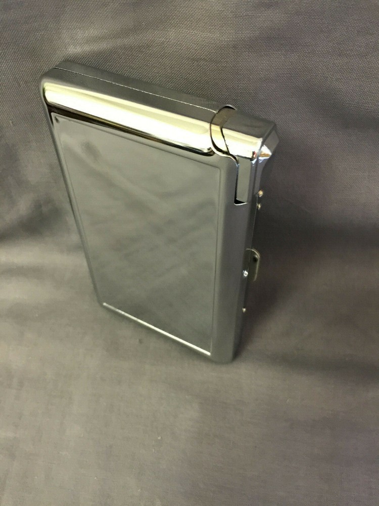 Silver Cigarette Case with Built in Lighter Metal Wallet