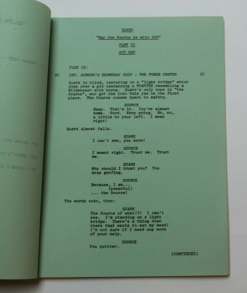 QUARK / 70's Sci Fi TV Script "May the Source Be with You" STAR WARS Spoof