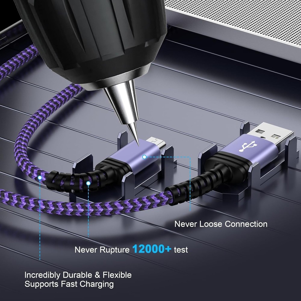 Robust 6FT Micro USB Charging Cable for Kindle & Android Devices, Plug & Play