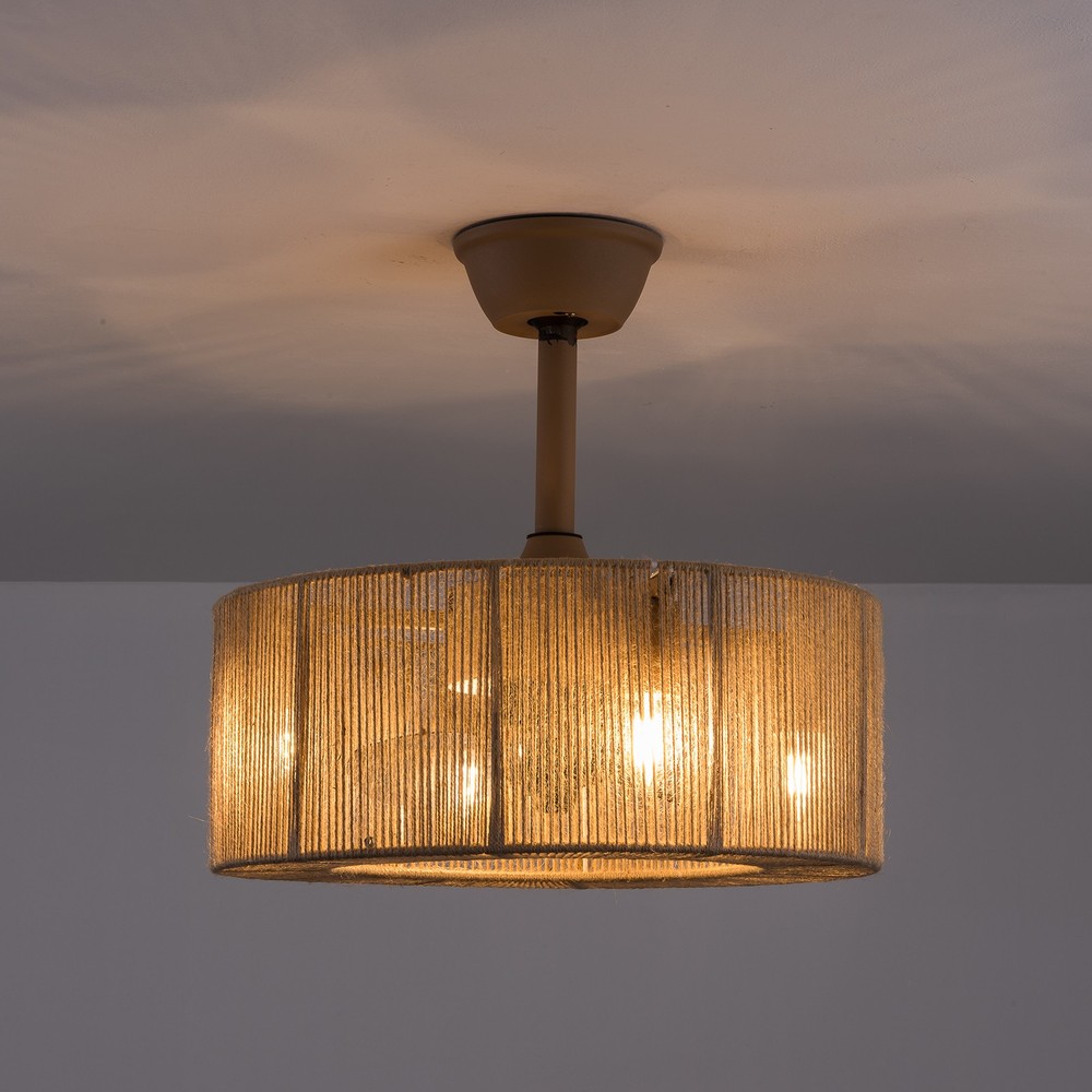 18'' Caged Ceiling Fan Light with Remote Control Chandelier Flush Mount Light