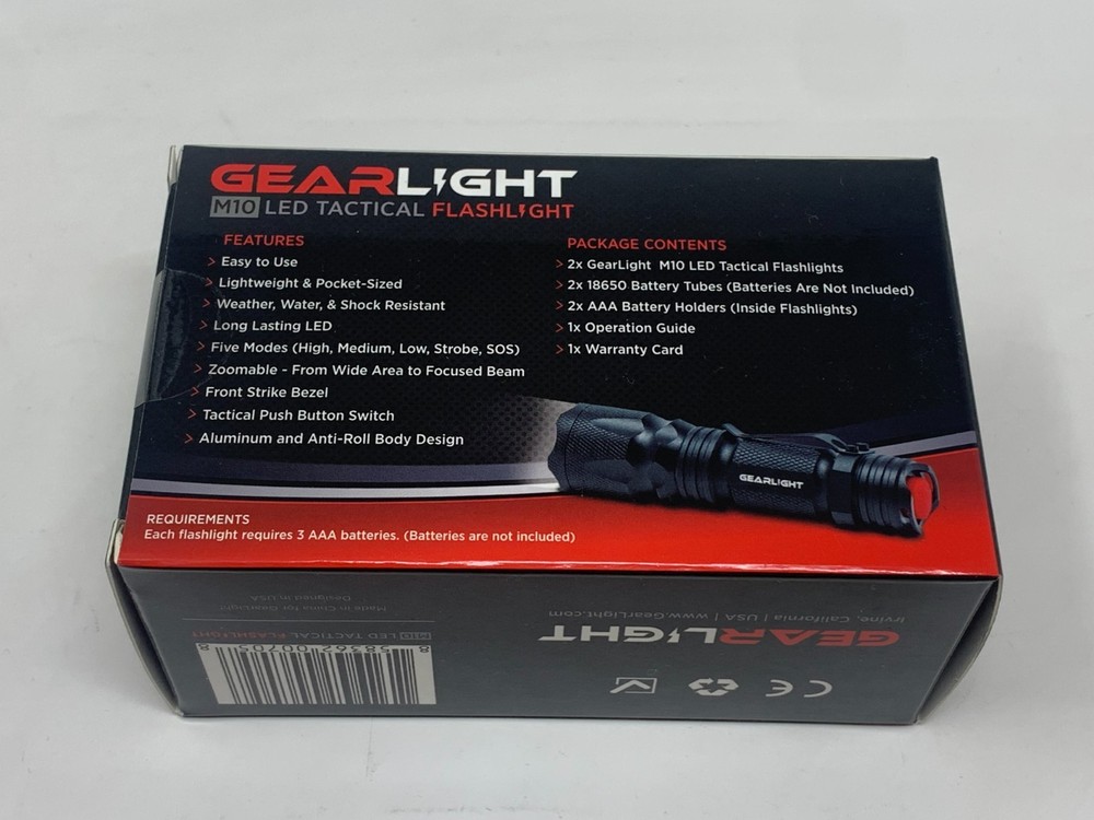 GearLight M10 LED Tactical Flashlight [2 PACK]