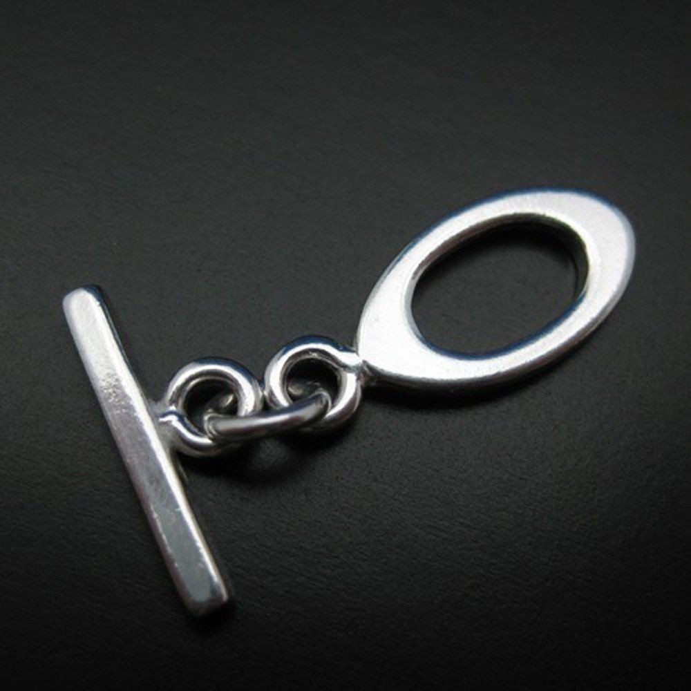 Sterling Silver Toggle Clasp - Smooth Oval Shape (11mm - 1 Set)