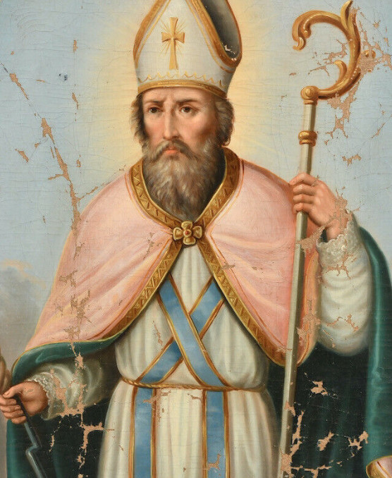 Holy Bishop 19th century, painting unsigned