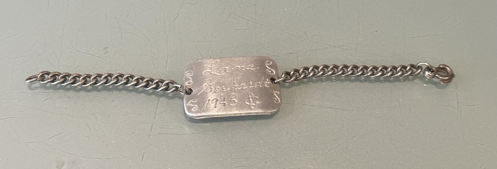 1945 WW2 South West Military Army Aluminum Sterling Silver Chain Trench Bracelet