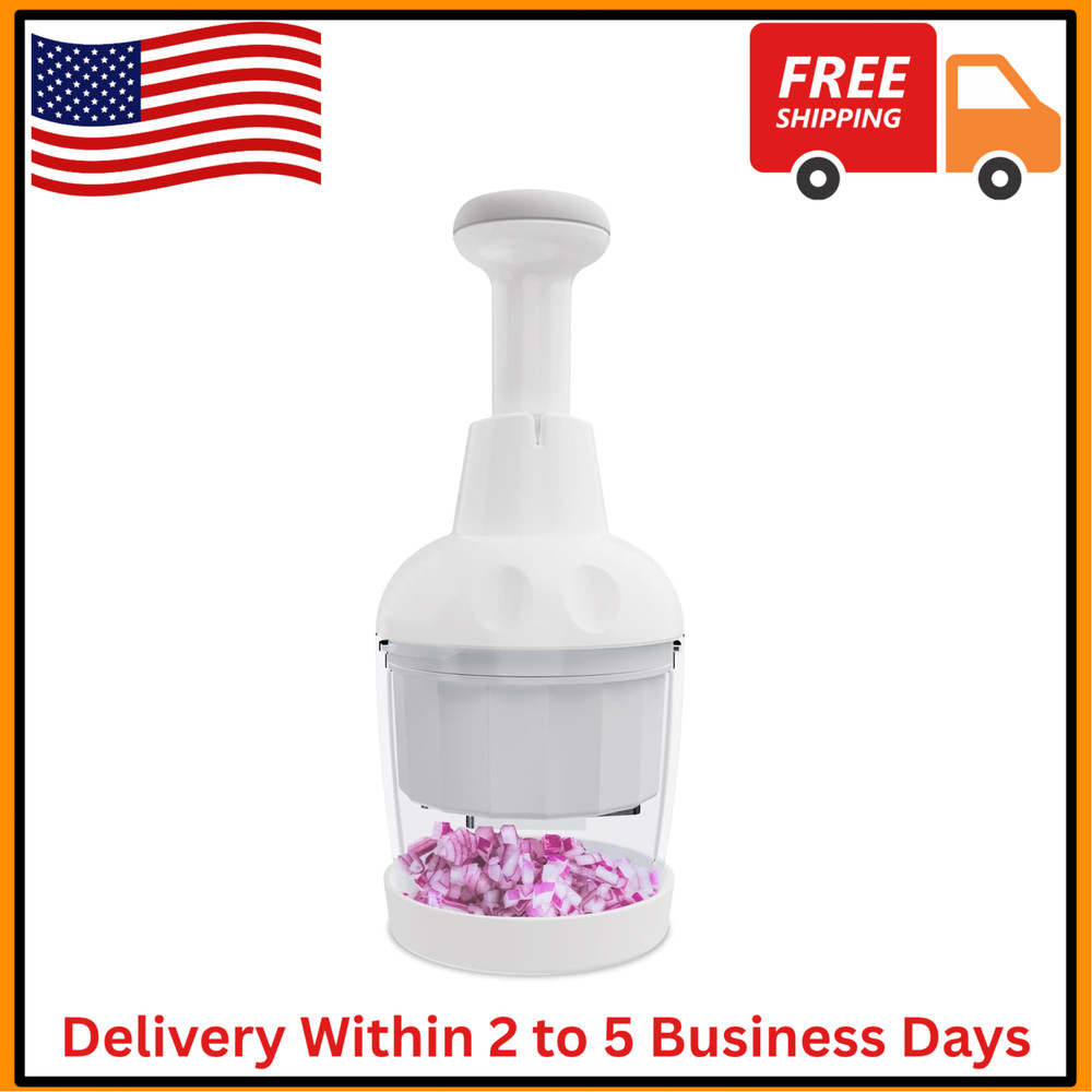 Pampered Chef Push Function Food Chopper #2585 - White- FREE SHIPPING