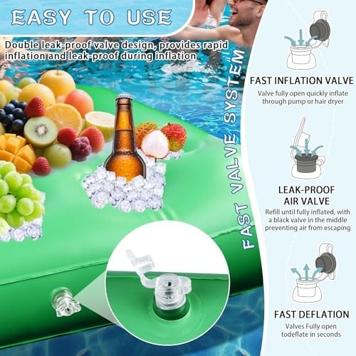 Floating Pool Table with Drink Holders, 40x40" Inflatable Game & Card Table