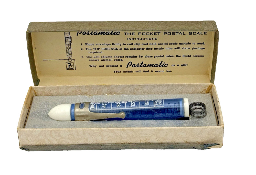 Vintage Postamatic Pocket Postal Scale in Original Box