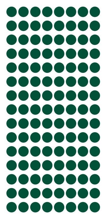 1/4" Dark Green Dots Round Vinyl Color Code Inventory 1/4 Inch Dot Stickers