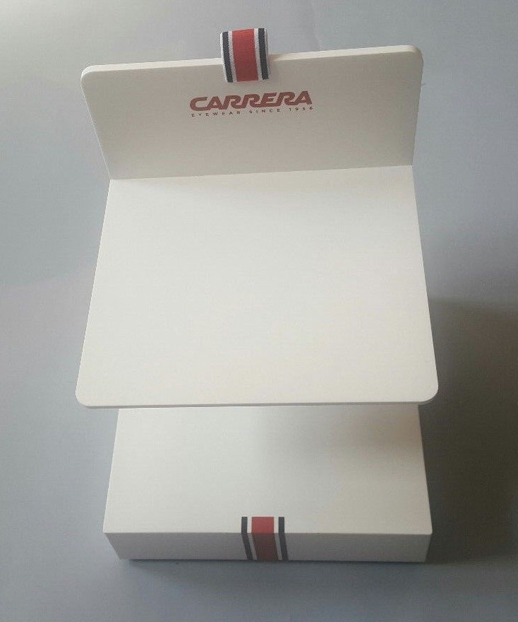 CARRERA TWO PIECE LOGO DISPLAY UNIT IN WHITE PLEXIGLASS