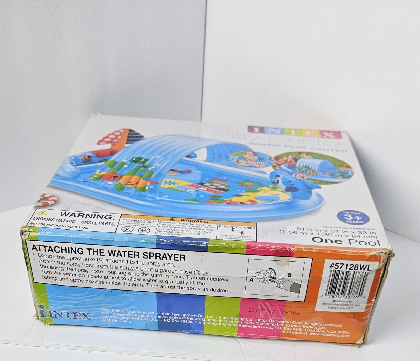 Intex Shark Play Center Built-In Sprayer Arc Summer Water Kid's Pool Inflatable