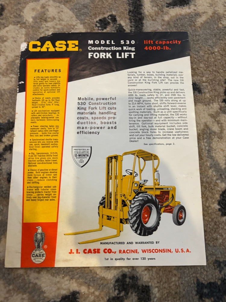 Case Tractor 530 Forklift Brochure AMIL25