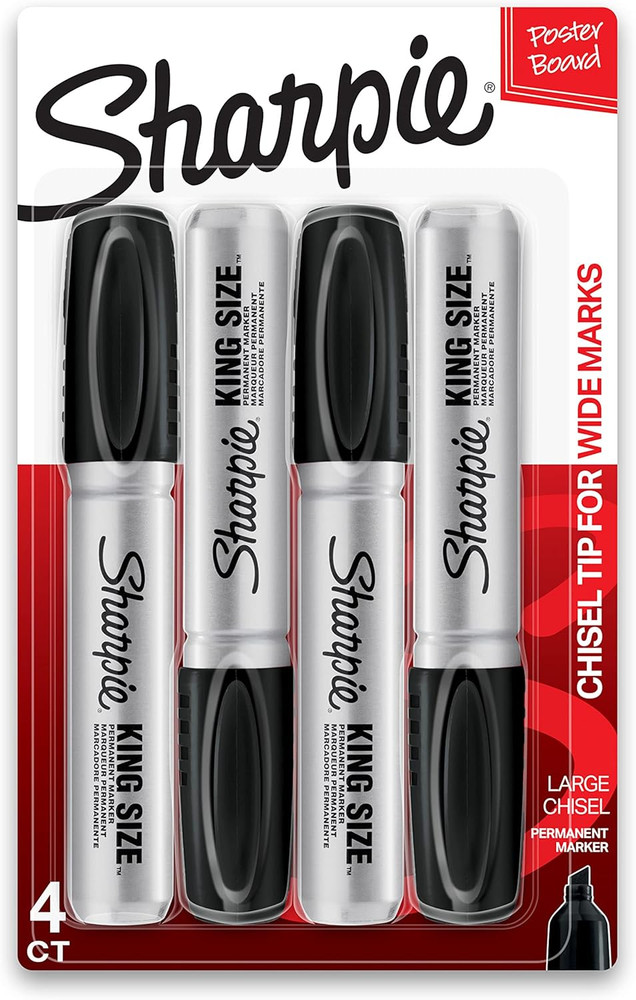 SHARPIE King Size Permanent Marker Large Chisel Tip, Great for Poster Boards, Bl