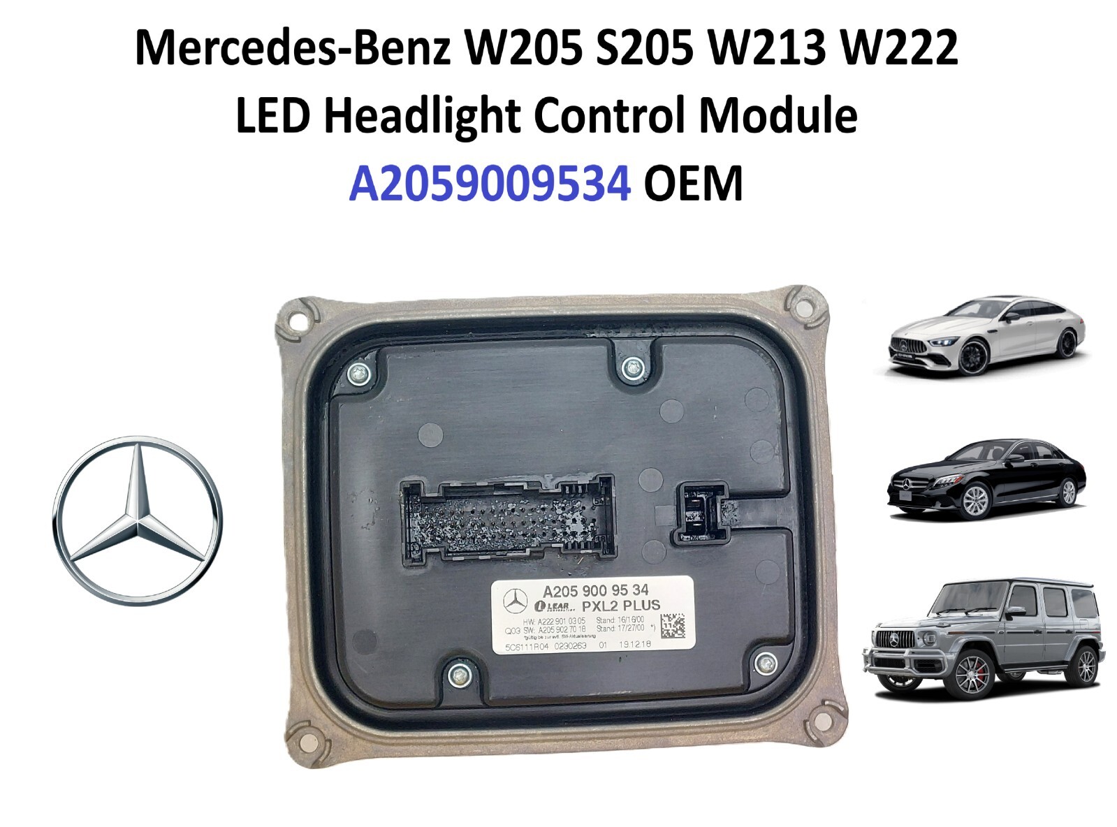 Mercedes-Benz W205 S205 W213 W222 LED Headlight Control Module A2059009534 OEM