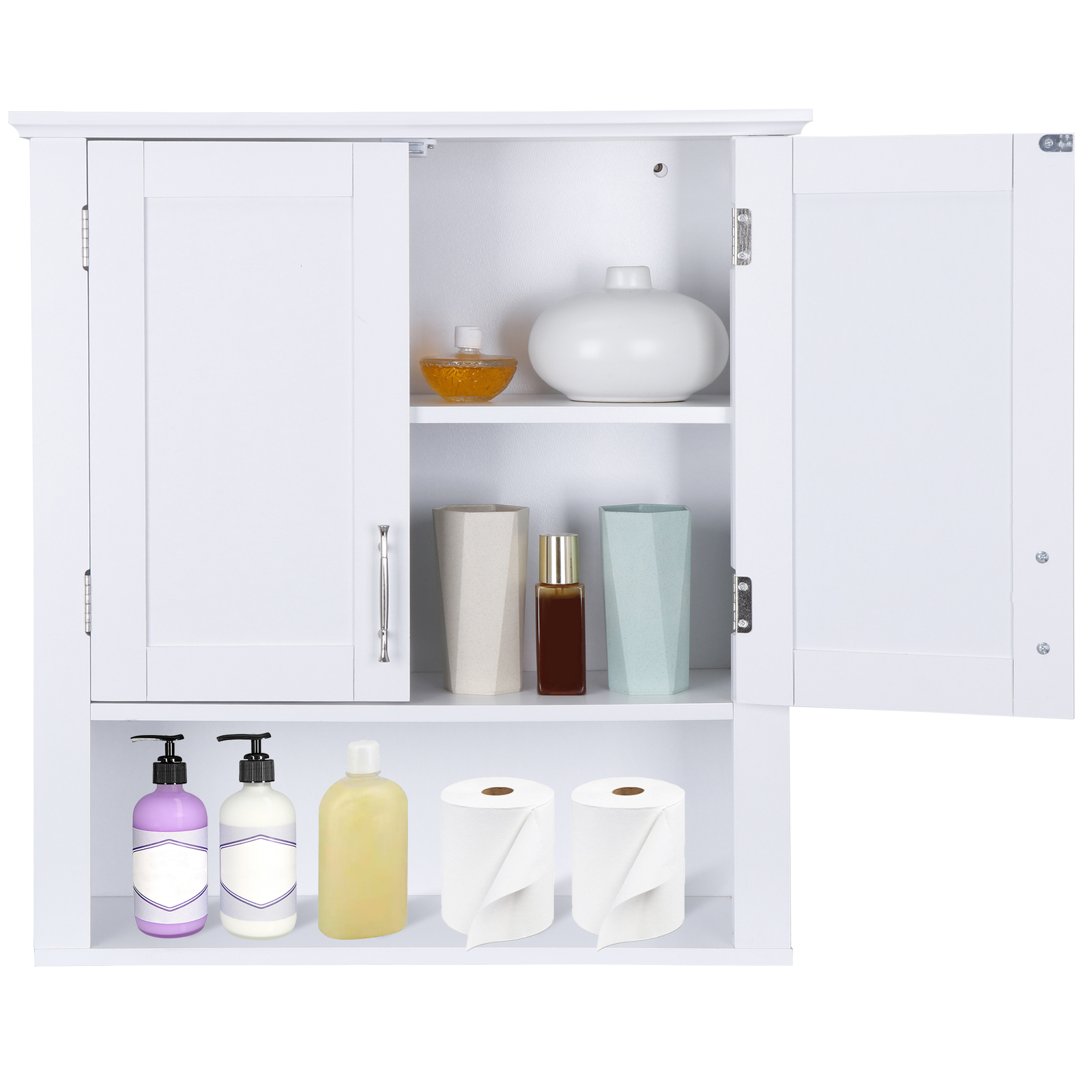 Bathroom Wall Cabinet Mounted Over Toilet Storage Space-Saving Organizing White