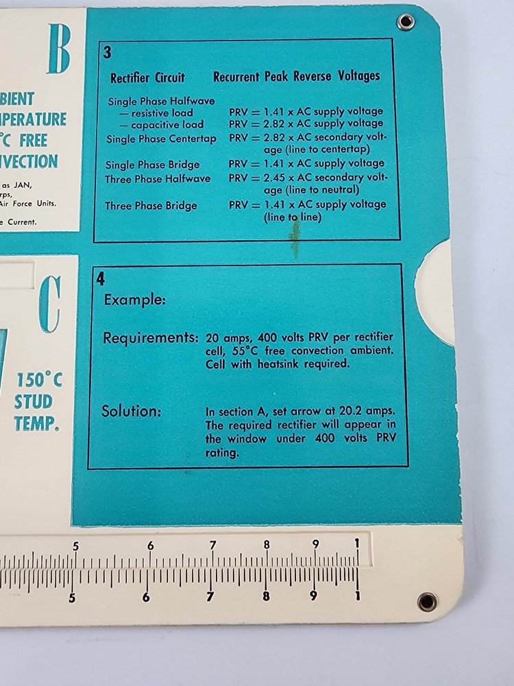 1960s General Electric GE Rectifier Selection Slide Chart