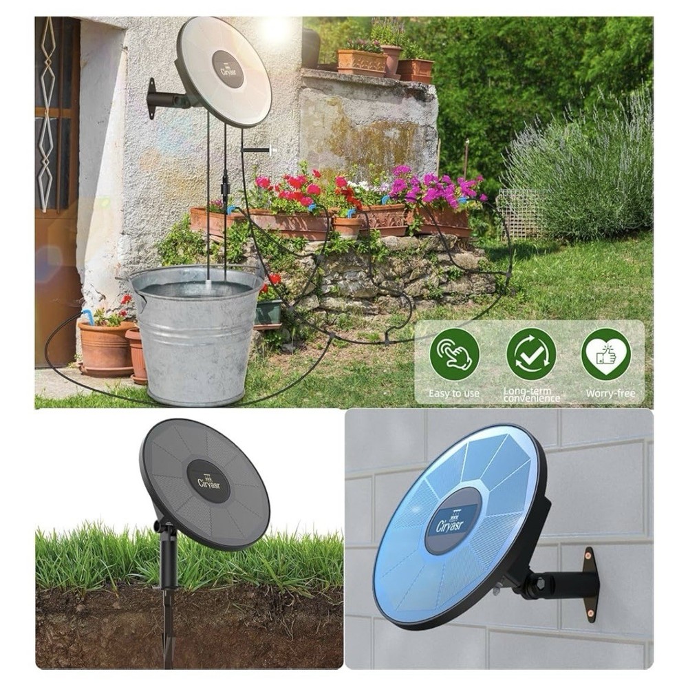 Solar Drip Irrigation System, Automatic Watering, Timer, 15 Zones, Potted Plants