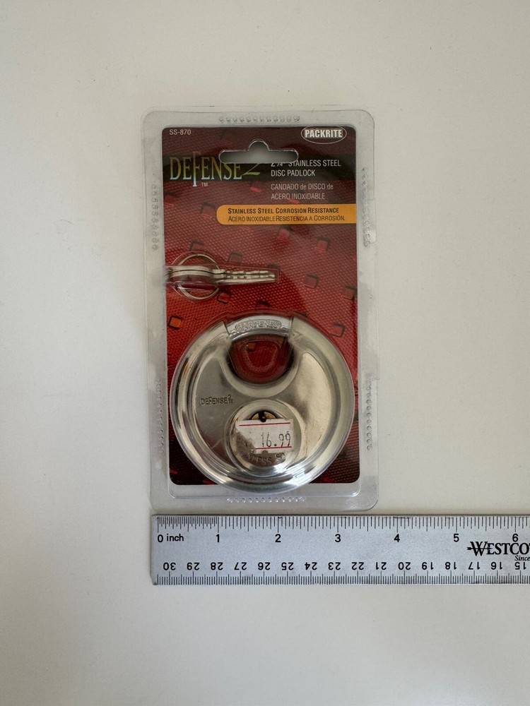 PackRite Defense2 Stainless Steel Disc Padlocks 2-3/4" with Two Keys