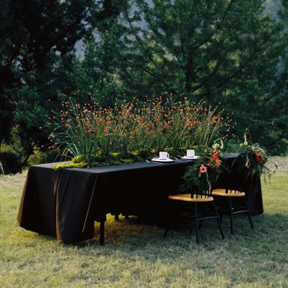 Rectangular Black Table Cloth - 6 Pack Washable Polyester Cover for Dining