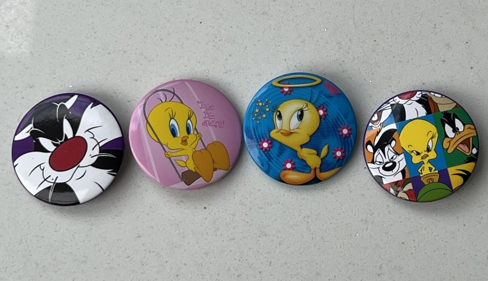 4 Cartoon Lapel Badges - Various Characters