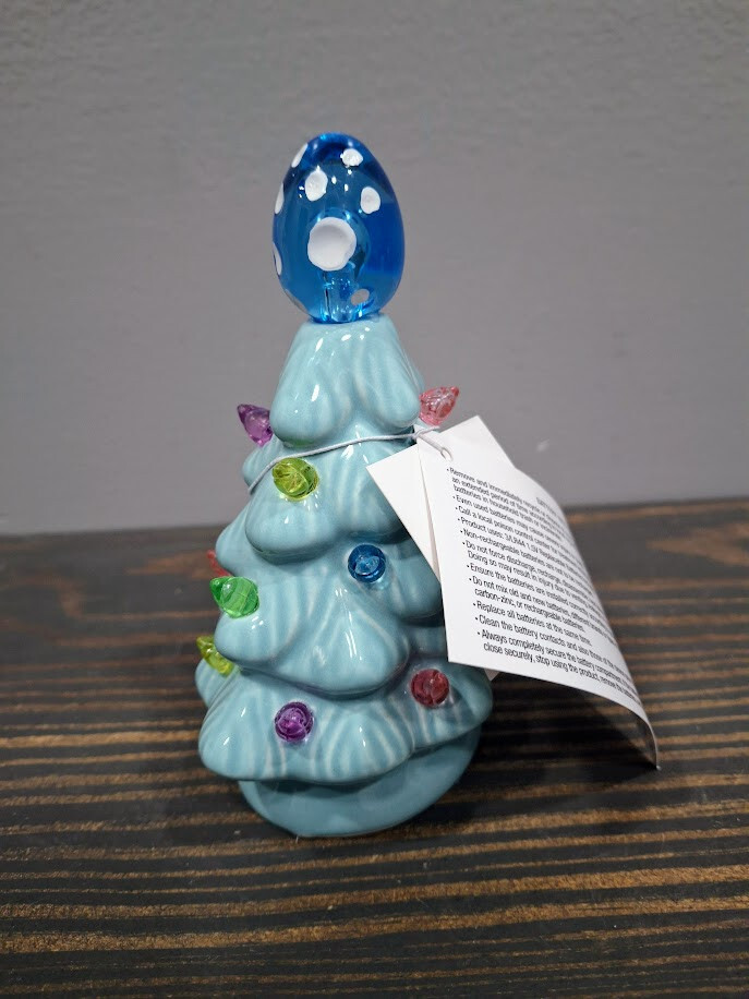 Blue Ceramic Tree LIGHTS UP with Multi-Color Lights 5 x 3 x 2 inch Easter
