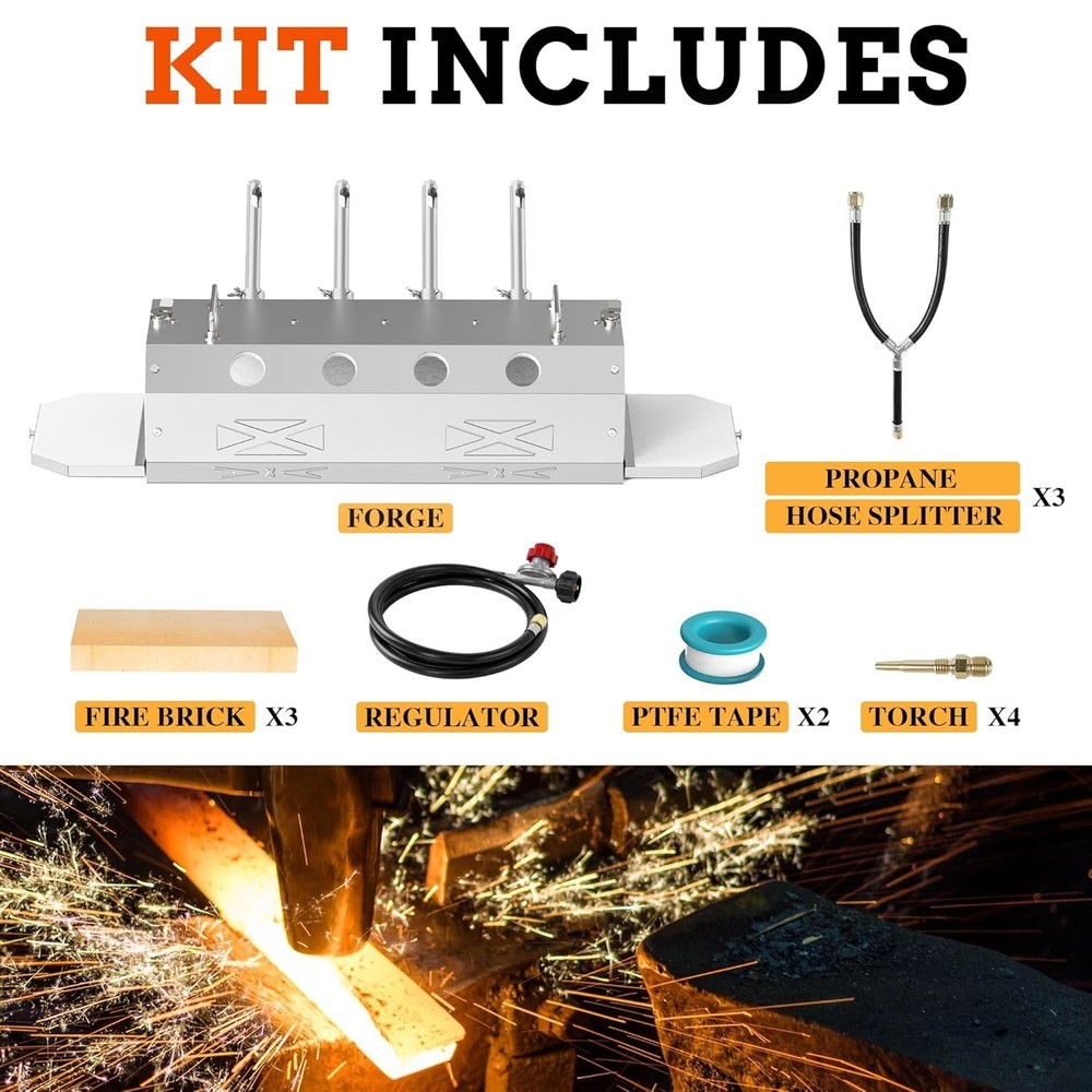 Versatile Stainless Steel Forge Kit with High Temperature Performance and Manual