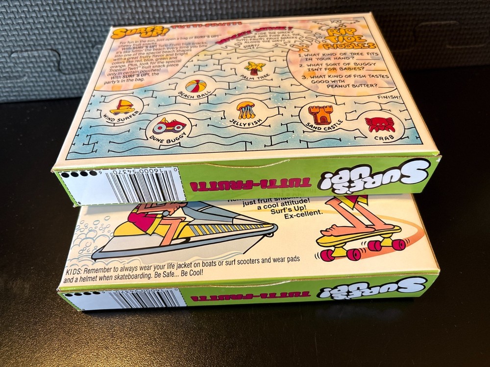 Surfs Up fruit snacks - 2 empty custom design display boxes