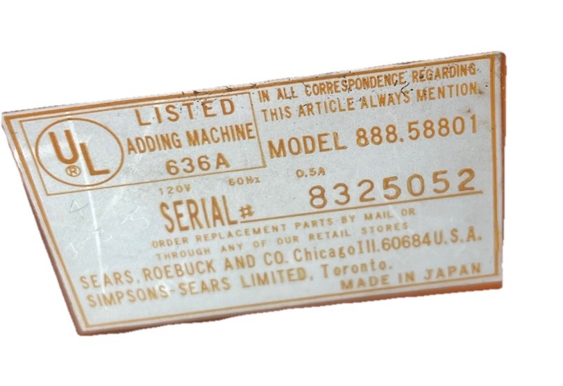 Vintage Sears Electric Adding Machine Brown Model 888.58801 Untested