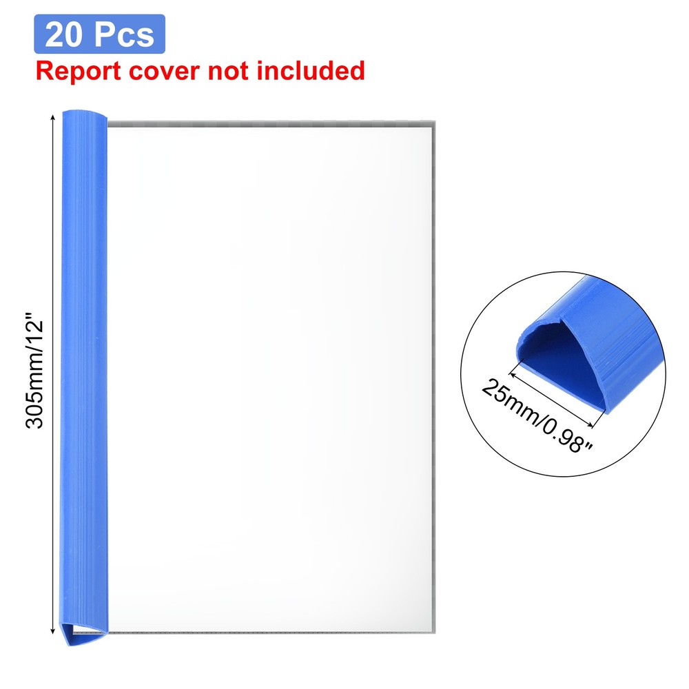 20Pcs Binding Bars, 25mm Binding Bars Slide Grip, Blue