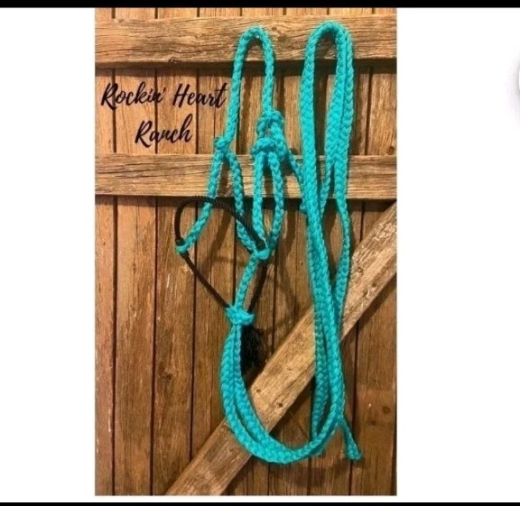 Turquoise Mule tape Loping Hackamore 7' Reins