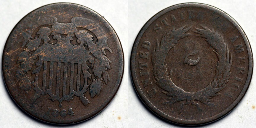 1864  Two Cent Piece